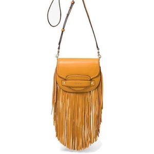 Michael Kors Cary Small Fringed Leather Saddle Bag